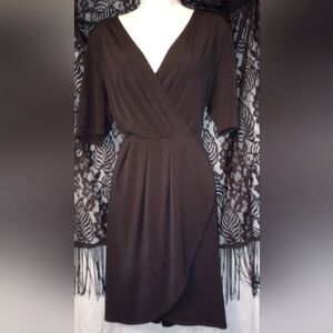 Black mock wrap dress business casual